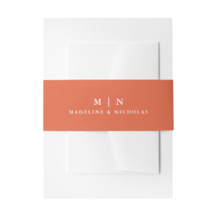 Verona Sunset Orange Modern Simple Wedding Invitation Belly Band