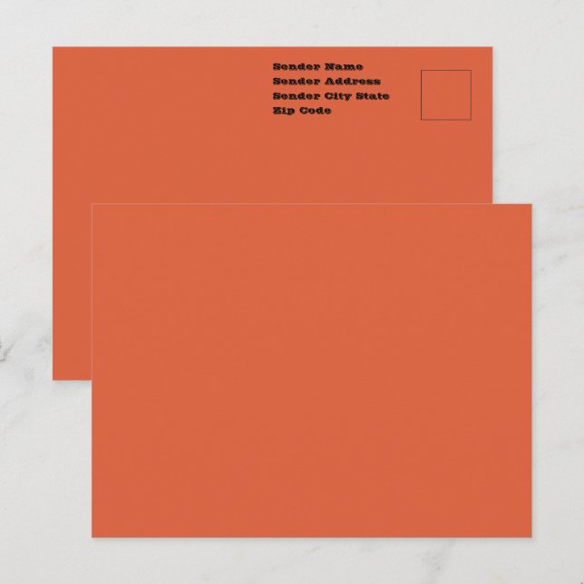 Verona Sunset Orange Solid Colour Postcard (Front/Back)
