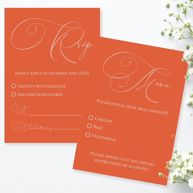 Verona Sunset RSVP with Meal Choice Response Card (Verona Sunset RSVP with Meal Choice Response Card)