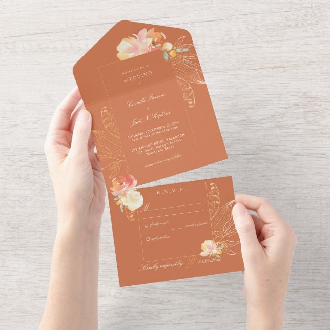 Verona Sunset Tracery Wedding All In One Invitation (Tearaway)