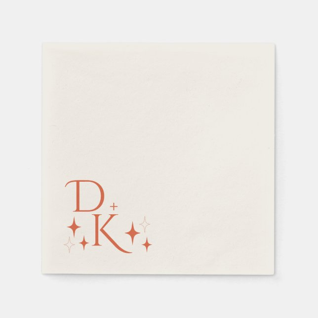 Verona Sunset Wedding Initial Napkins | Retro Boho (Front)