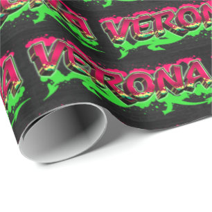 Verona Vorname Name Graffiti red green Wrapping Paper