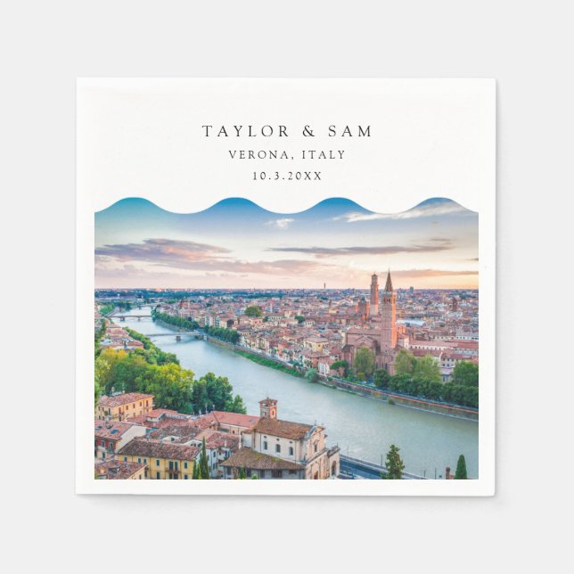 Verona Wedding Italy Photo Cocktail Napkins (Front)