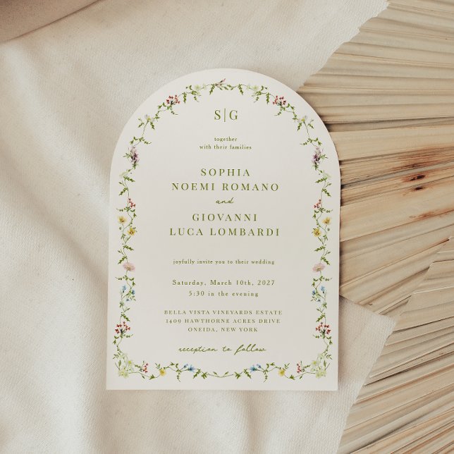 VERONA Wildflower Arch Frame Photo Wedding Invitation (Creator Uploaded)