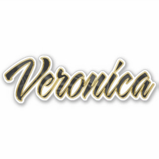 Veronica black gold lettering sticker