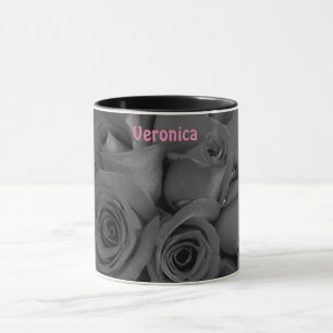 VERONICA ~ Personalised Red Rose Buds Photograph ~ Mug
