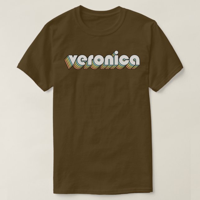 Veronica Retro Rainbow Typography Faded Style T-Shirt (Design Front)