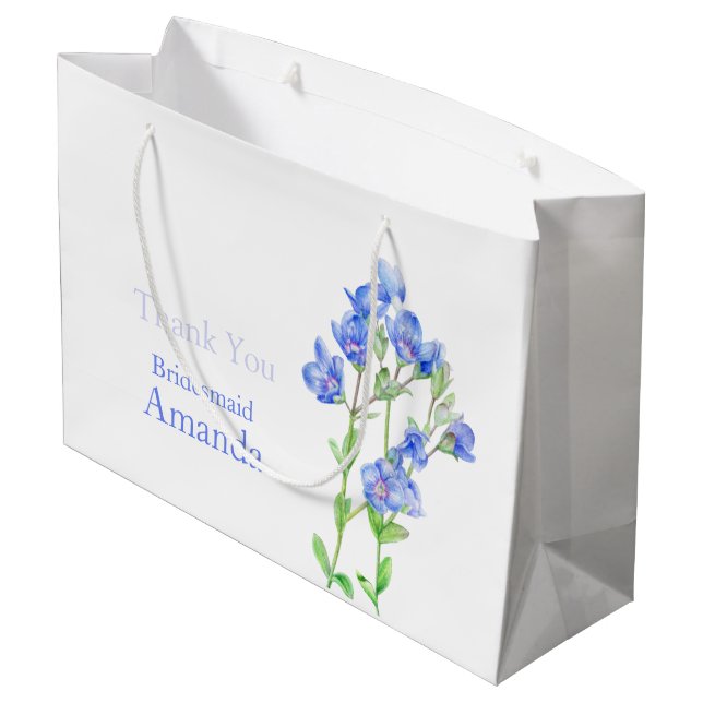 Veronica wedding blue bridesmaid favour gift bag (Back Angled)