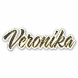 Veronika black gold lettering sticker