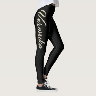 Veronika white gold Handwriting trousers Leggings