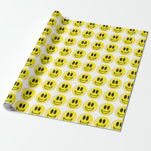 Verry Happy Smiley Face Button Isolated Wrapping Paper