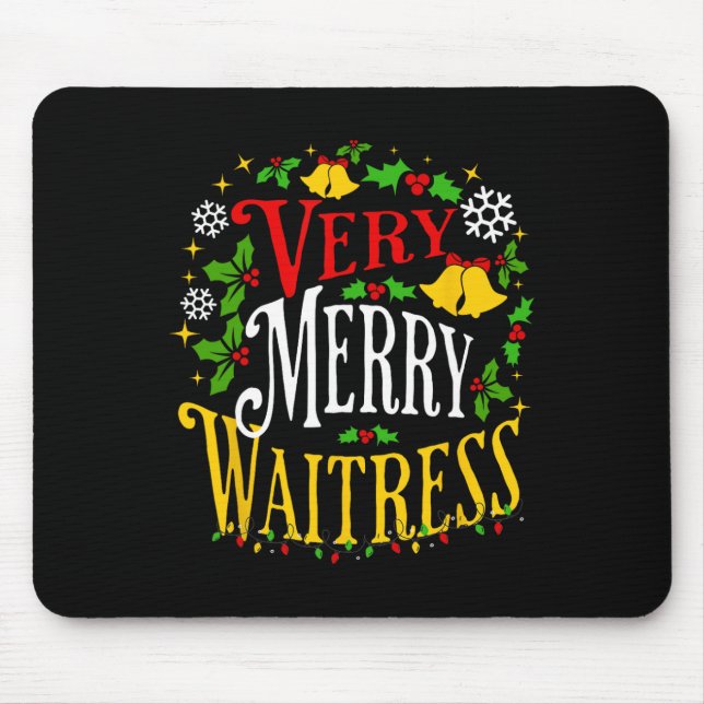 Verry Merry Waitress Christmas Holiday Server Paja Mouse Mat (Front)