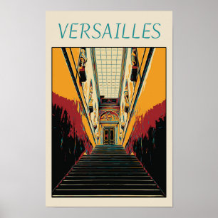 Versailles château illustration France Postcard Poster