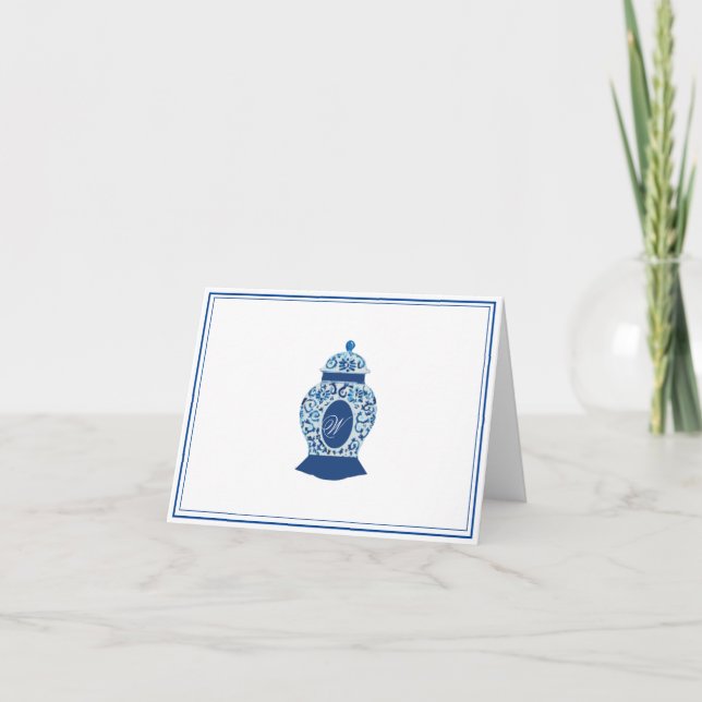 Versailles Chinoiserie Ginger Jar  Monogram W  Thank You Card (Front)