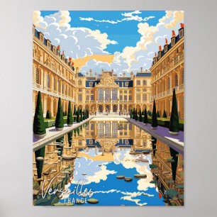 Versailles France Art vintage travel illustration Poster