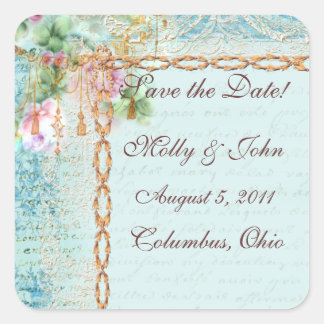 Versailles Pink Roses Save the Date Stickers
