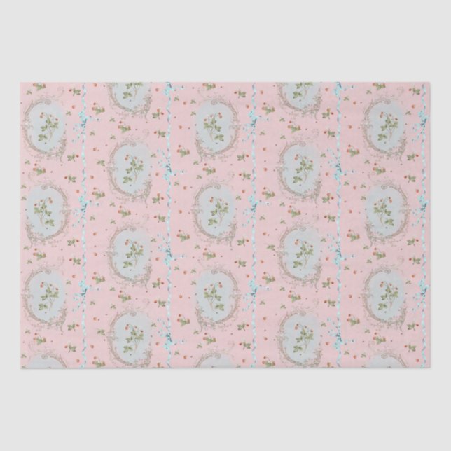 Versailles Strawberrys & Ribbons Pink  Tissue Paper (Front)