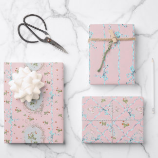 Versailles Strawberrys & Ribbons Pink Wrapping Paper Sheet