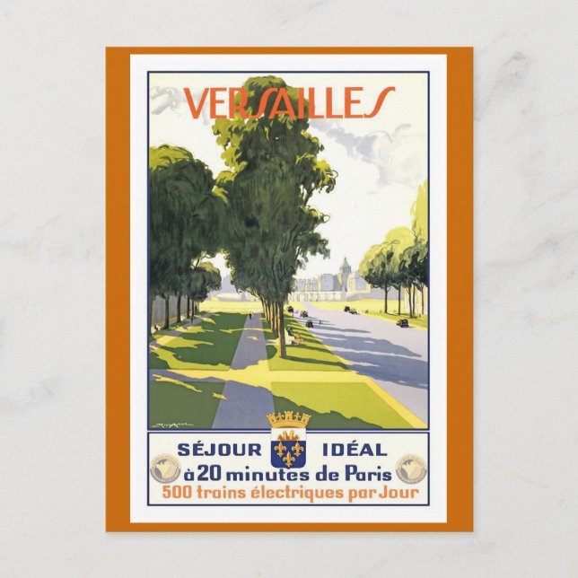 Versailles Vintage French Travel Poster Postcard (Front)