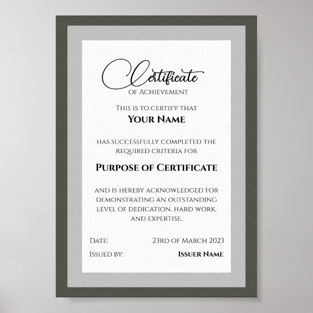 Versatile Achievement Certificate Template Poster (Front)