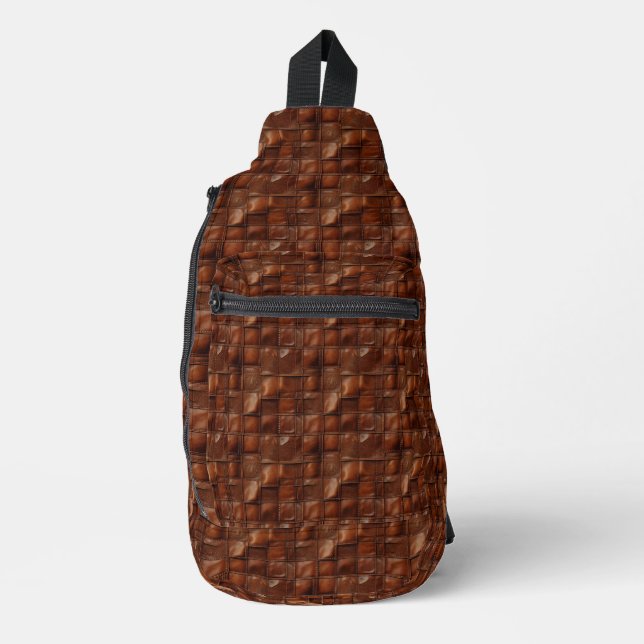 Versatile Brown Leather Look  Sling Bag (Front)