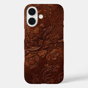 Versatile Brown Leather Look Travel iPhone 16 Case