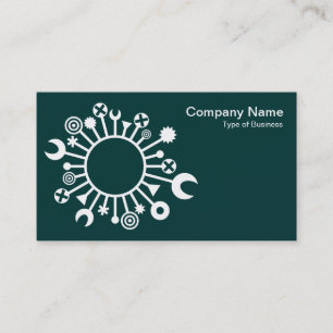 Versatile Circle - White on Dark Moss Green Business Card