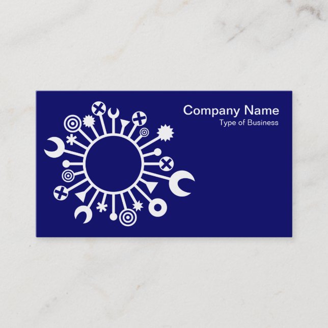 Versatile Circle - White on Deep Navy Business Card (Front)