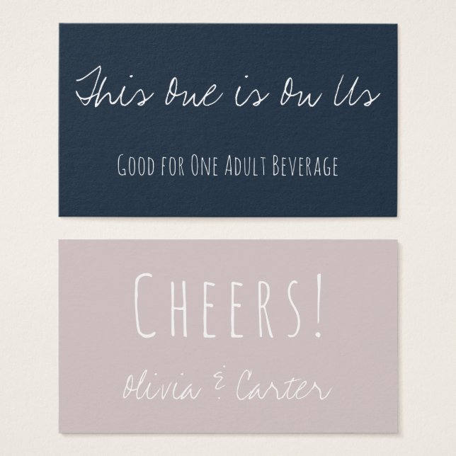 Versatile Drink Tickets in Navy Blue & Mauve (Front & Back)
