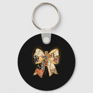 Verse Bible Coquette Christian Jesus Bow Patchwork Key Ring