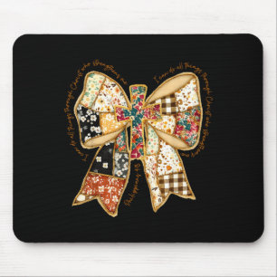 Verse Bible Coquette Christian Jesus Bow Patchwork Mouse Mat
