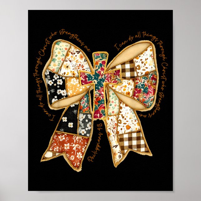 Verse Bible Coquette Christian Jesus Bow Patchwork Poster (Front)