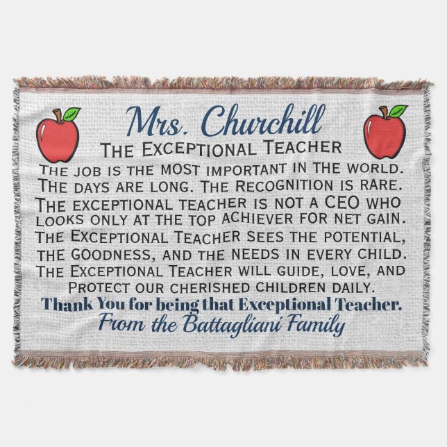 Version 3 EXCEPTIONAL Teacher Thank You Throw (Front)