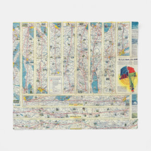 Verso American Airlines system map Fleece Blanket