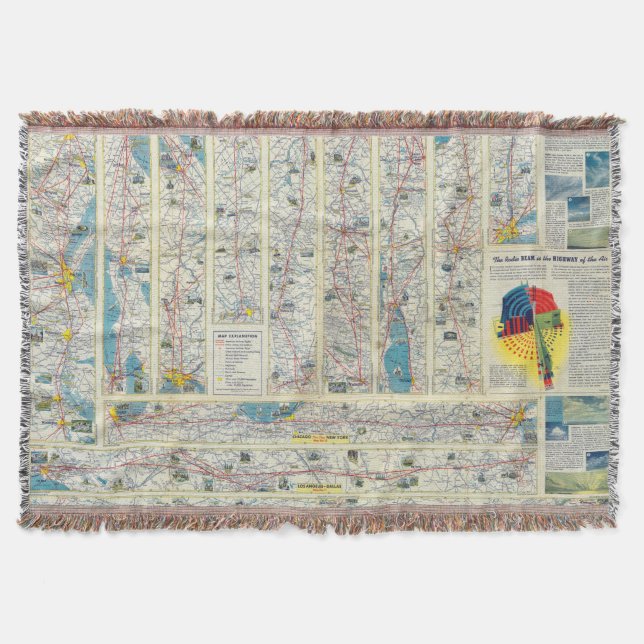 Verso American Airlines system map Throw Blanket (Front)