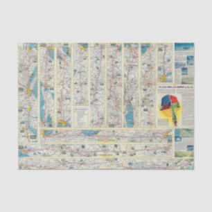 Verso American Airlines system map Tissue Paper