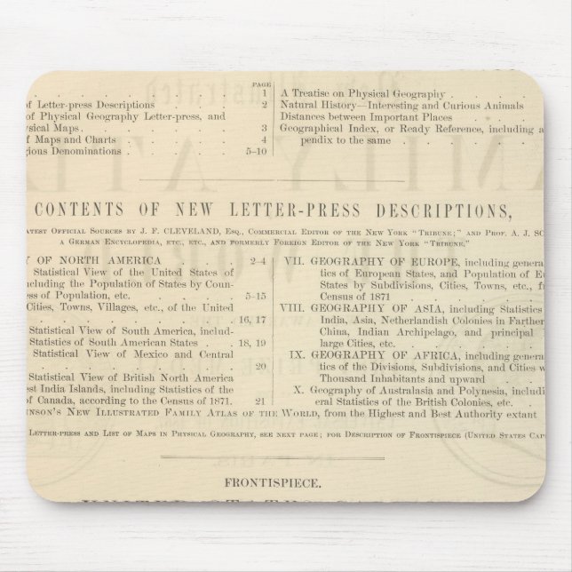 Verso Johnson's New Illustrated Family Atlas Mouse Mat (Front)