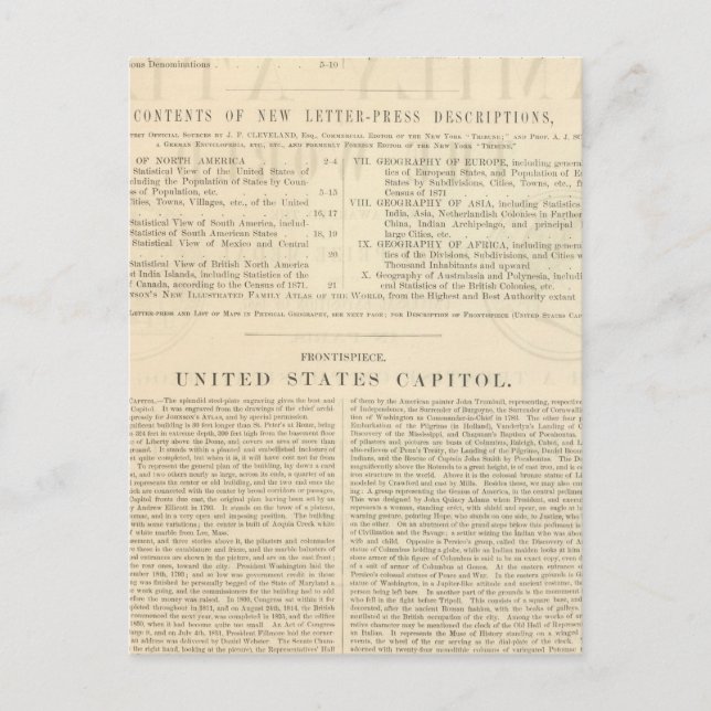 Verso Johnson's New Illustrated Family Atlas Postcard (Front)