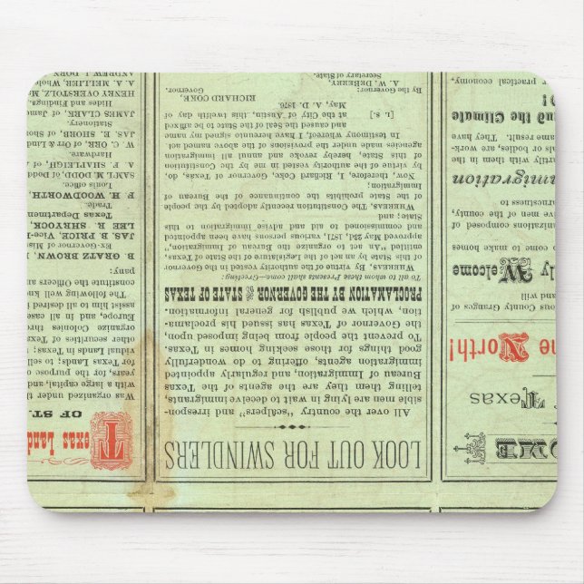 Verso State of Texas Mouse Mat (Front)