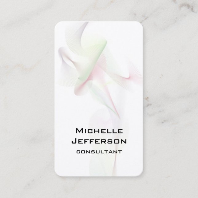 Vertical Abstract Curves Modern Style Trendy Business Card (Front)