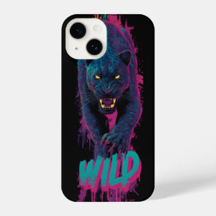 Vertical, Aggressive Black Panther Illustration iPhone 14 Case