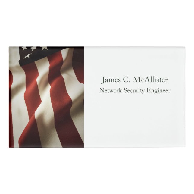 Vertical American flag Name Tag (Front)