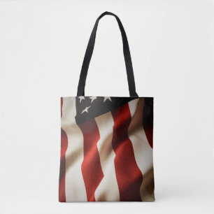 Vertical American flag Tote Bag