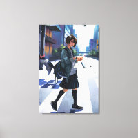 Vertical anime girls Premium Wrapped Canvas(Gloss)