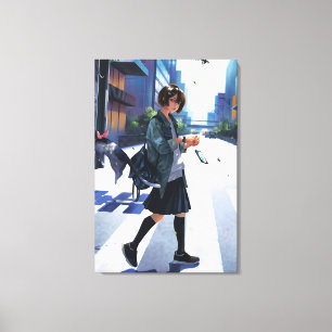 Vertical anime girls Premium Wrapped Canvas(Gloss) Canvas Print