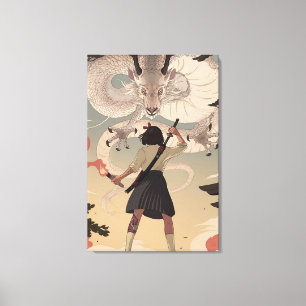 Vertical anime girls Premium Wrapped Canvas(Gloss) Canvas Print