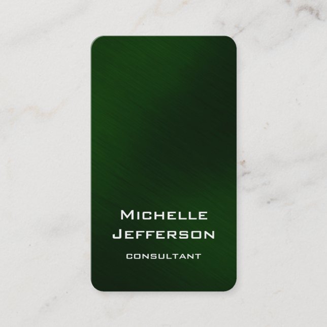 Vertical Artistic Green Colour Stylish Trendy Business Card (Front)