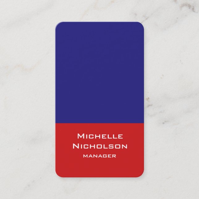 Vertical Artistic Red Blue Unique Design Business Card (Front)
