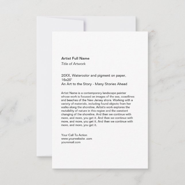 Vertical Artwork Exhibition Art Show Placards Card (Front)