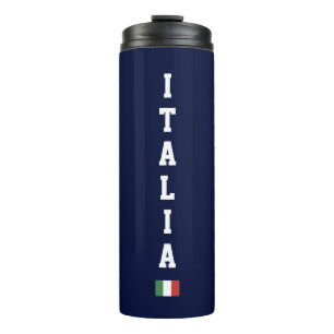 Vertical Athletic Italia & Italy Flag on Navy Thermal Tumbler